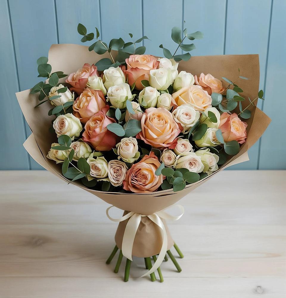 Букет цветов из: Альстромерии и Розы в ЗАТО Сибирском