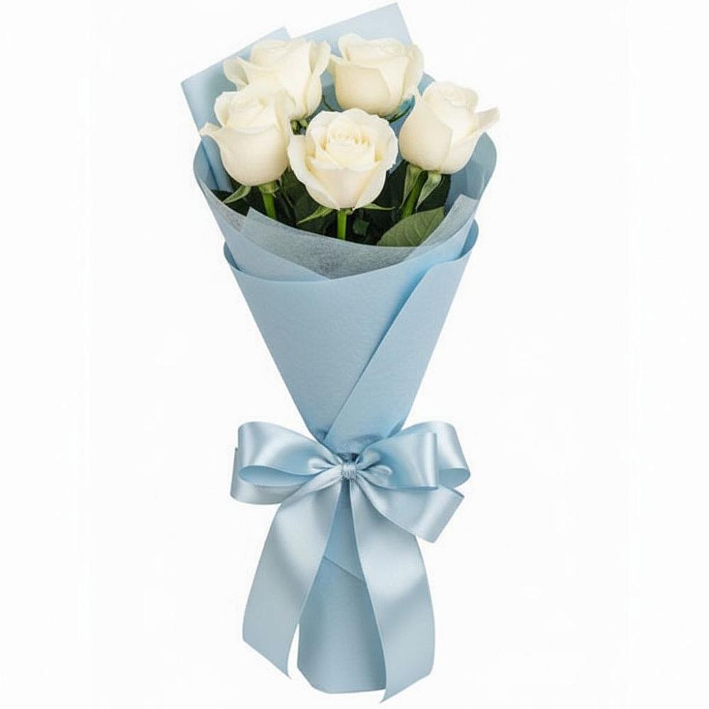 Букет 5 Белых роз Проуд в ЗАТО Сибирском