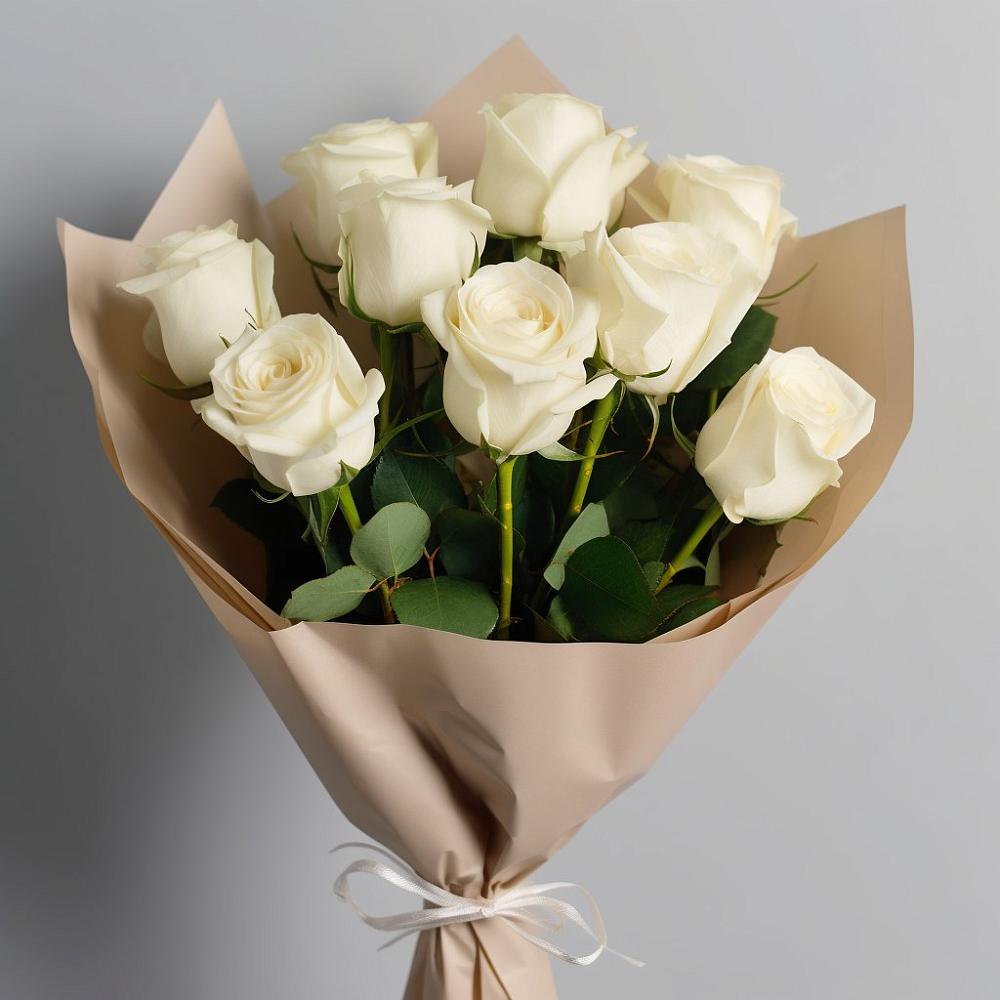 Букет 9 Белых роз Эдлесс Лав в ЗАТО Сибирском