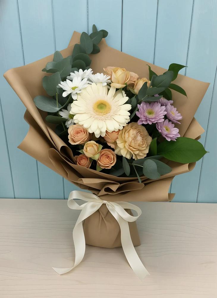 Букет цветов из: Герберы и Хризантемы в ЗАТО Сибирском