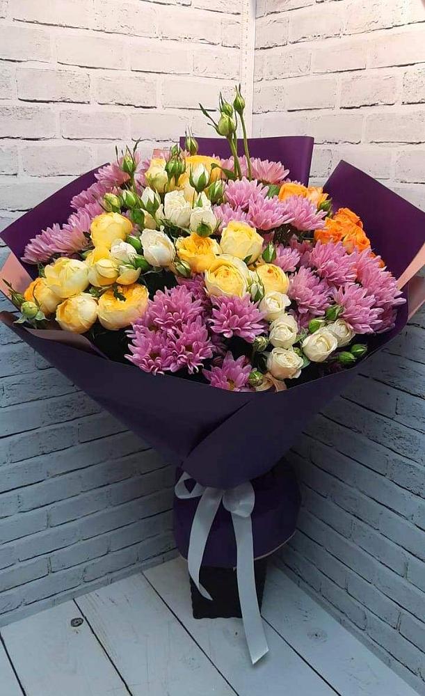 Букет цветов из: Хризантемы и Розы в ЗАТО Сибирском