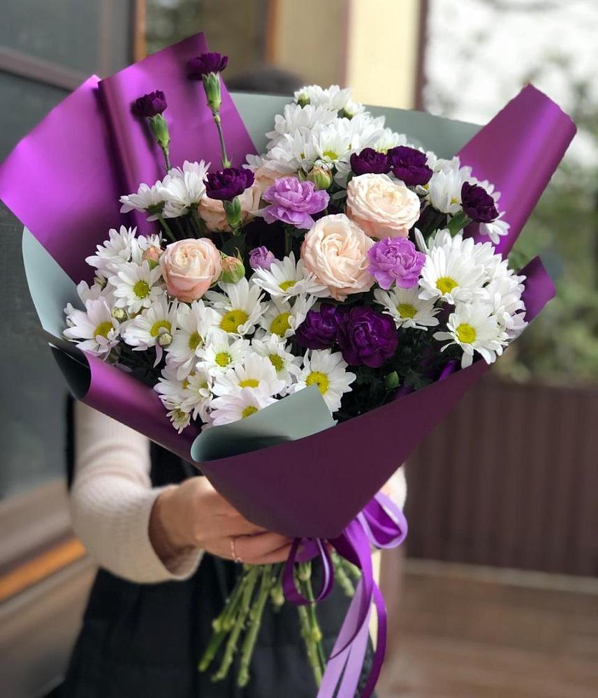 Букет цветов из: Хризантемы, Гвоздики и Розы в ЗАТО Сибирском