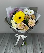 Букет цветов из:  Розы, Герберы и Хризантемы в ЗАТО Сибирском