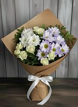 Букет цветов из:  Хризантемы и Розы в ЗАТО Сибирском