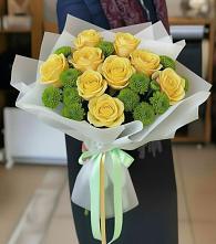 Букет цветов из:  Хризантемы и Розы в ЗАТО Сибирском