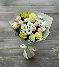 Букет цветов из:  Альстромерии, Розы и Хризантемы в ЗАТО Сибирском