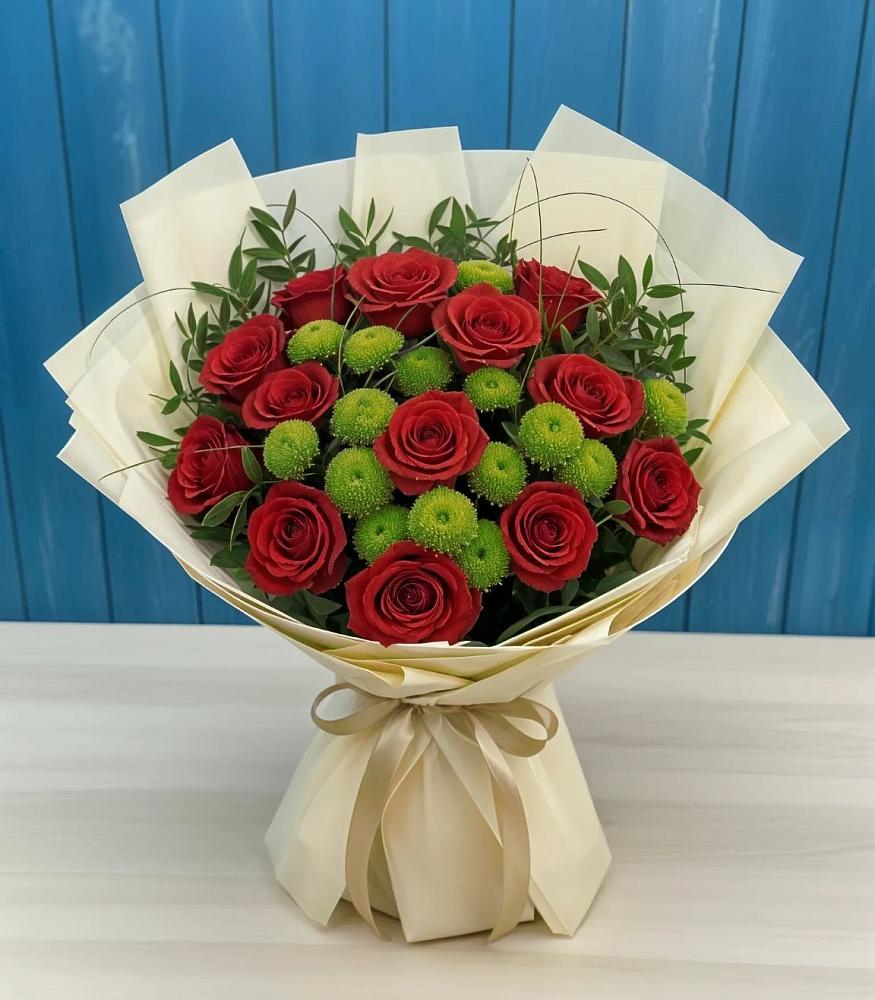 Букет цветов из: Розы и Хризантемы в ЗАТО Сибирском