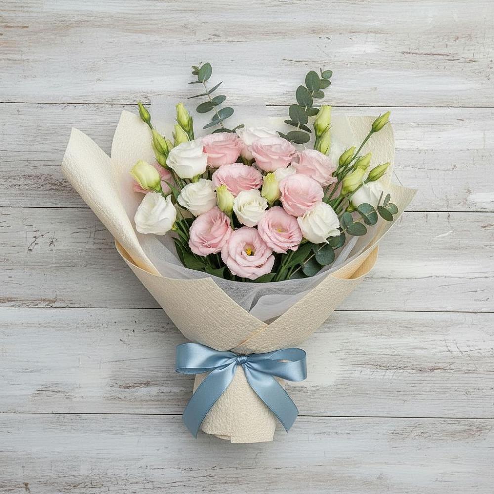 Букет цветов из: Лизиантусы в ЗАТО Сибирском